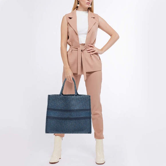 Dior Blue Oblique Denim Large Book Tote - Picture 3 of 9